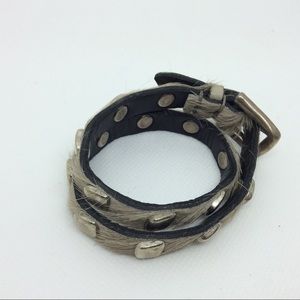 Uno De 50 calf hair studded wrap around bracelet